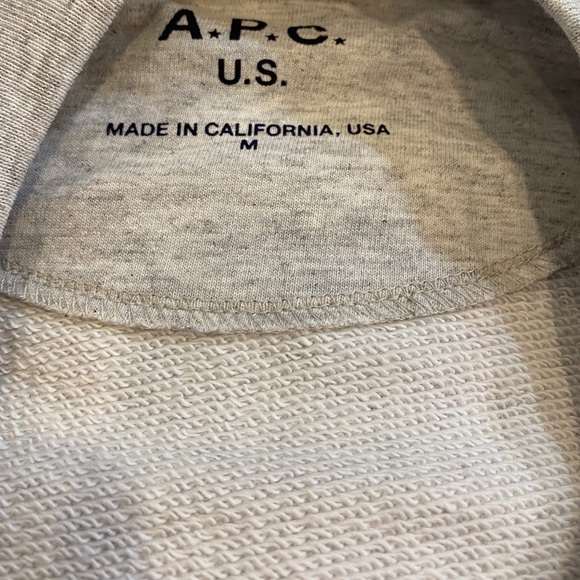 APC U.S. Logo & Stars on Long Sleeve Gray Retro Fit Pullover Sweatshirt MED NWOT - Picture 9 of 15
